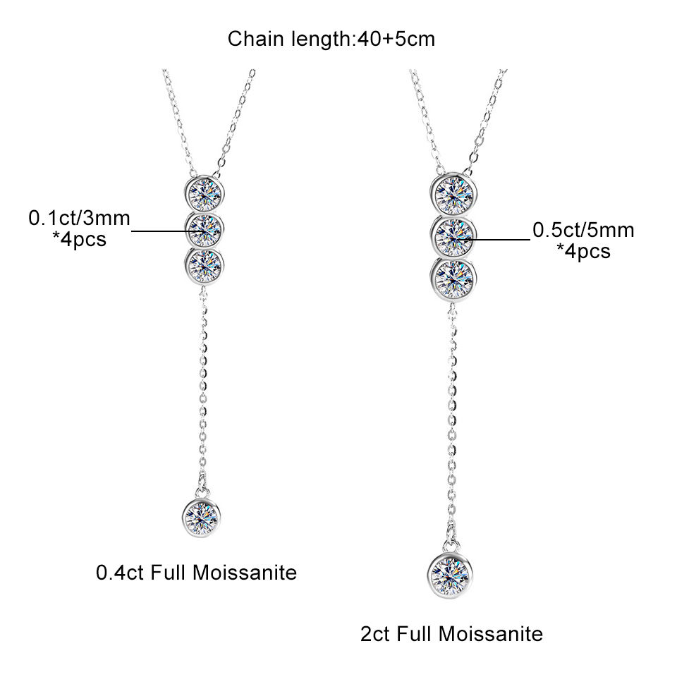 Thumbnail: Houtros 3mm/5mm Full Moissanite Necklace for Girls Classic Bubble Clavicular Cha