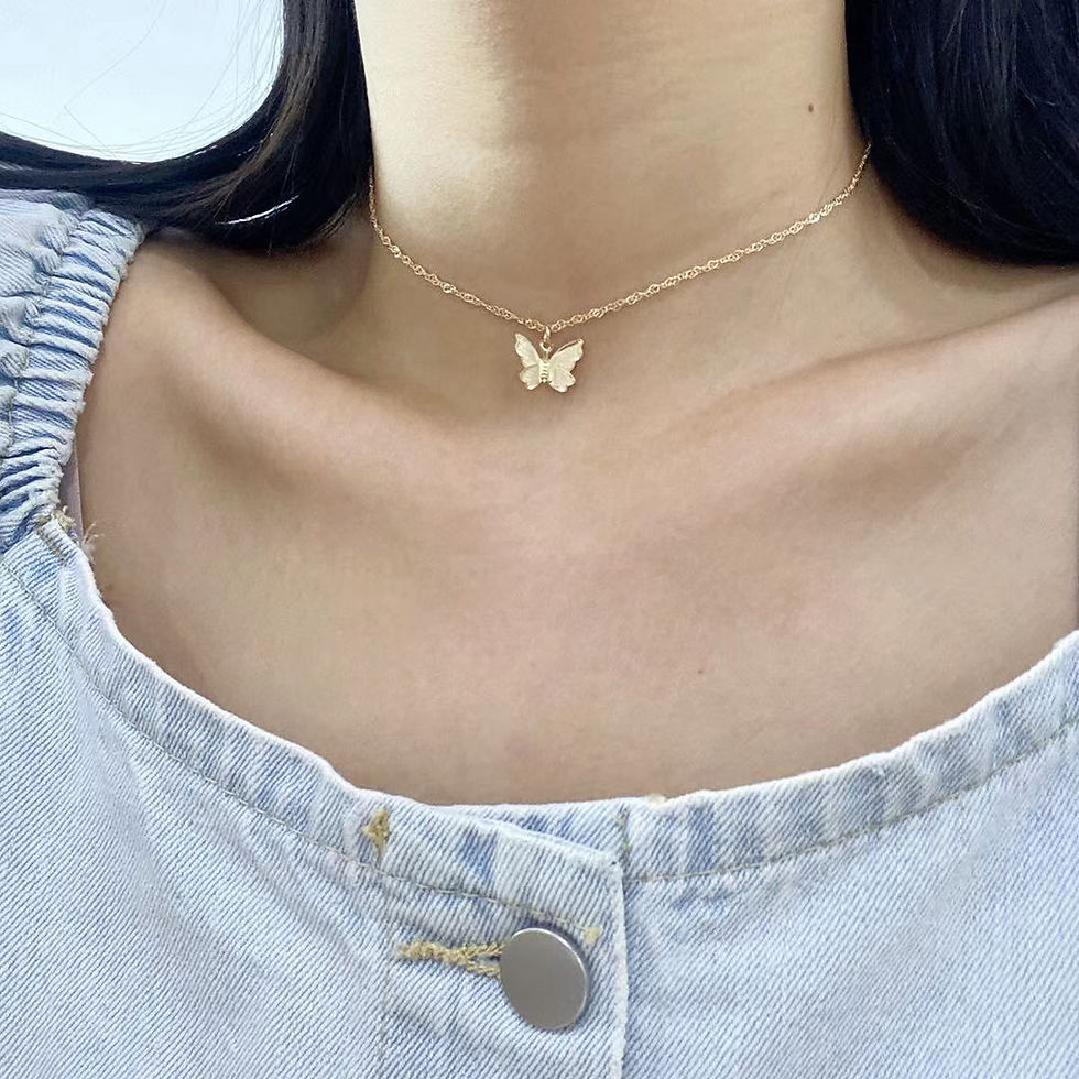 Thumbnail: Simple Fashion Sweet Romantic Gold Color Metal Clavicle Chain Necklace Ladies Co
