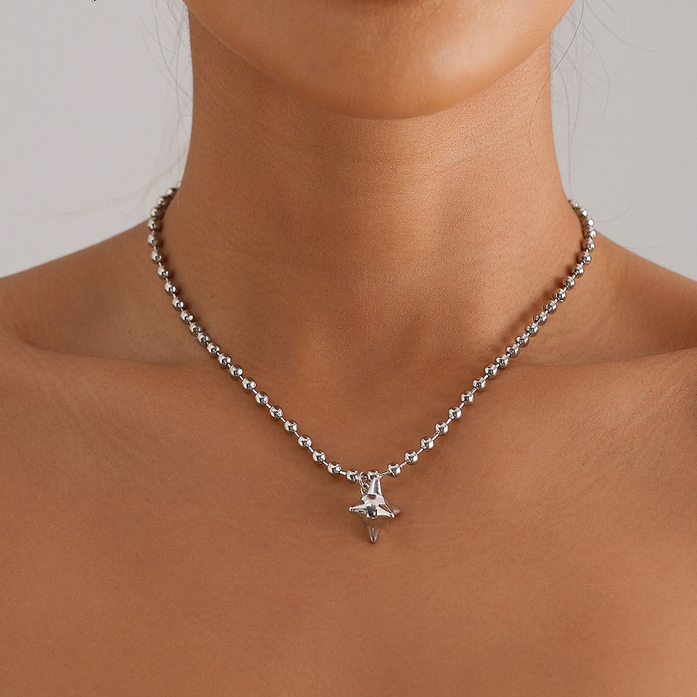 Thumbnail: LATS Heart Beaded Necklace Women Boho Crystal Class Gravel Clavicle Chain Cool Y