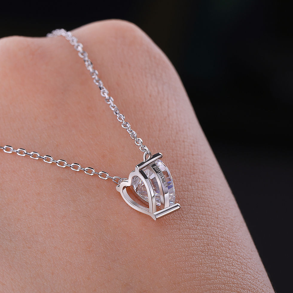 Thumbnail: WSHUO 1/2/3ct Heart Cut Moissanite Pendant Necklace S925 Pure Silver Plated 18K 