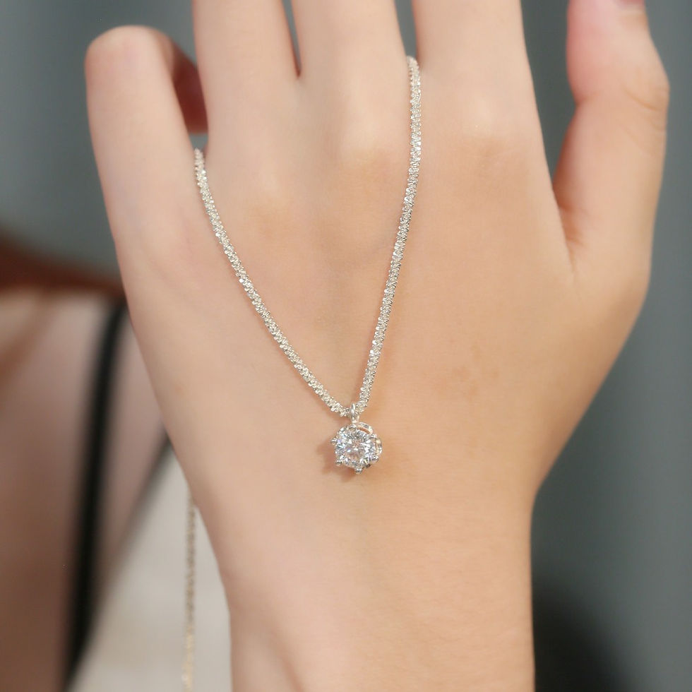 Thumbnail: FEOBUR 1/2CT Sparkling Moissanite Necklace for Women Real S925 Silver Chains Dia
