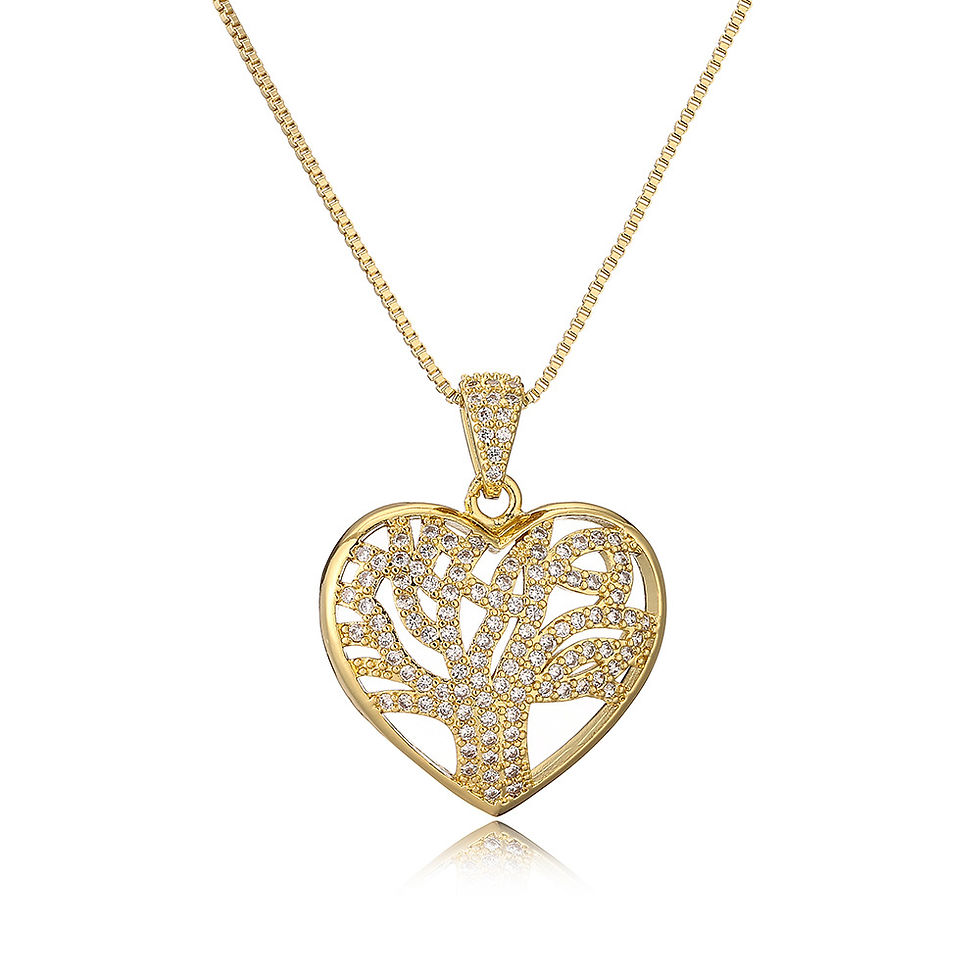 Thumbnail: NEWBUY Trendy Gold Color Hollow Design Life Tree Pendant Stainless Steel Chain N