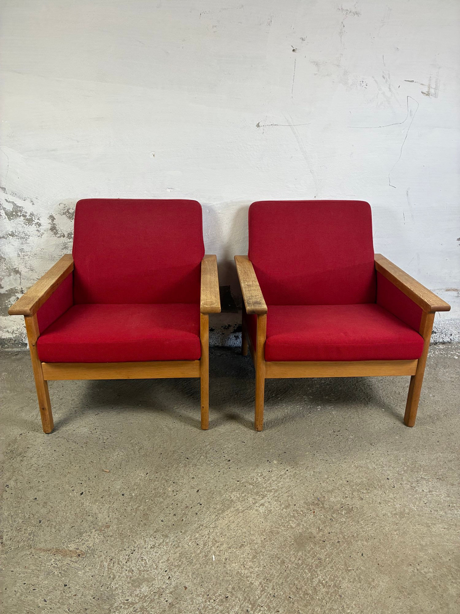 Pair of oak easy chairs