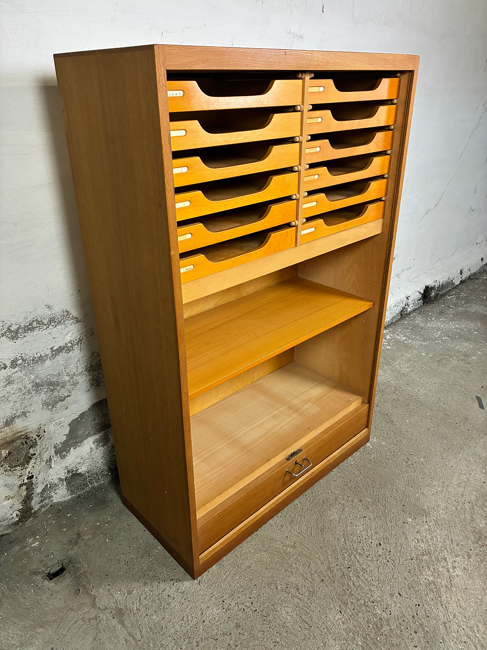 Thumbnail: Oak cabinet with tambour door 92x140x41