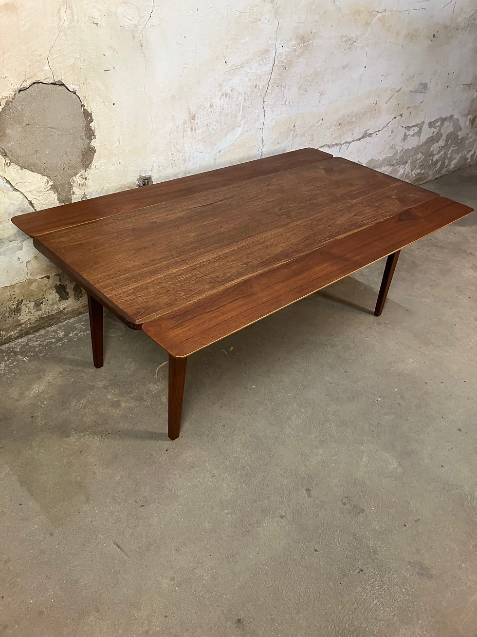Thumbnail: Teak coffee table with pullout leaves 140x50+2x15