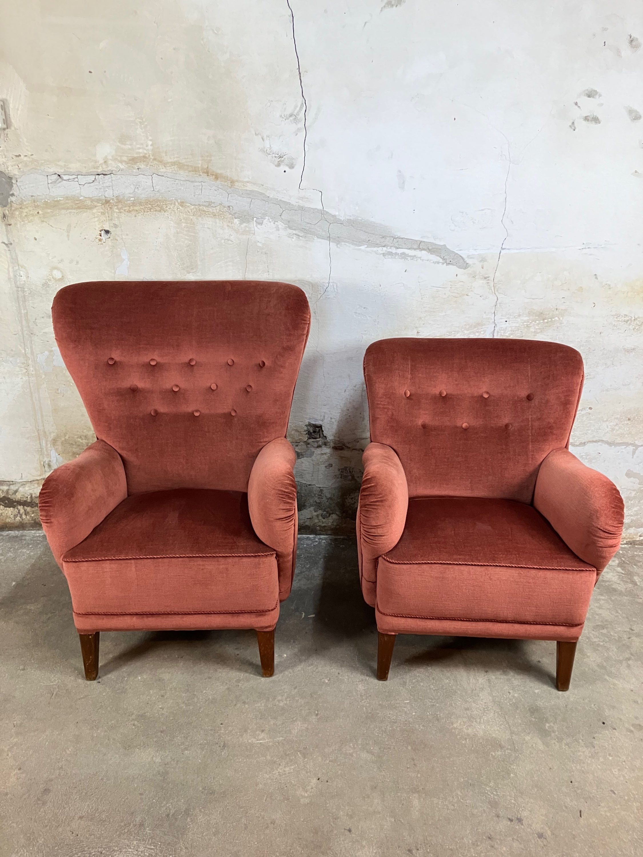 Pair of 1930-1940 easychairs