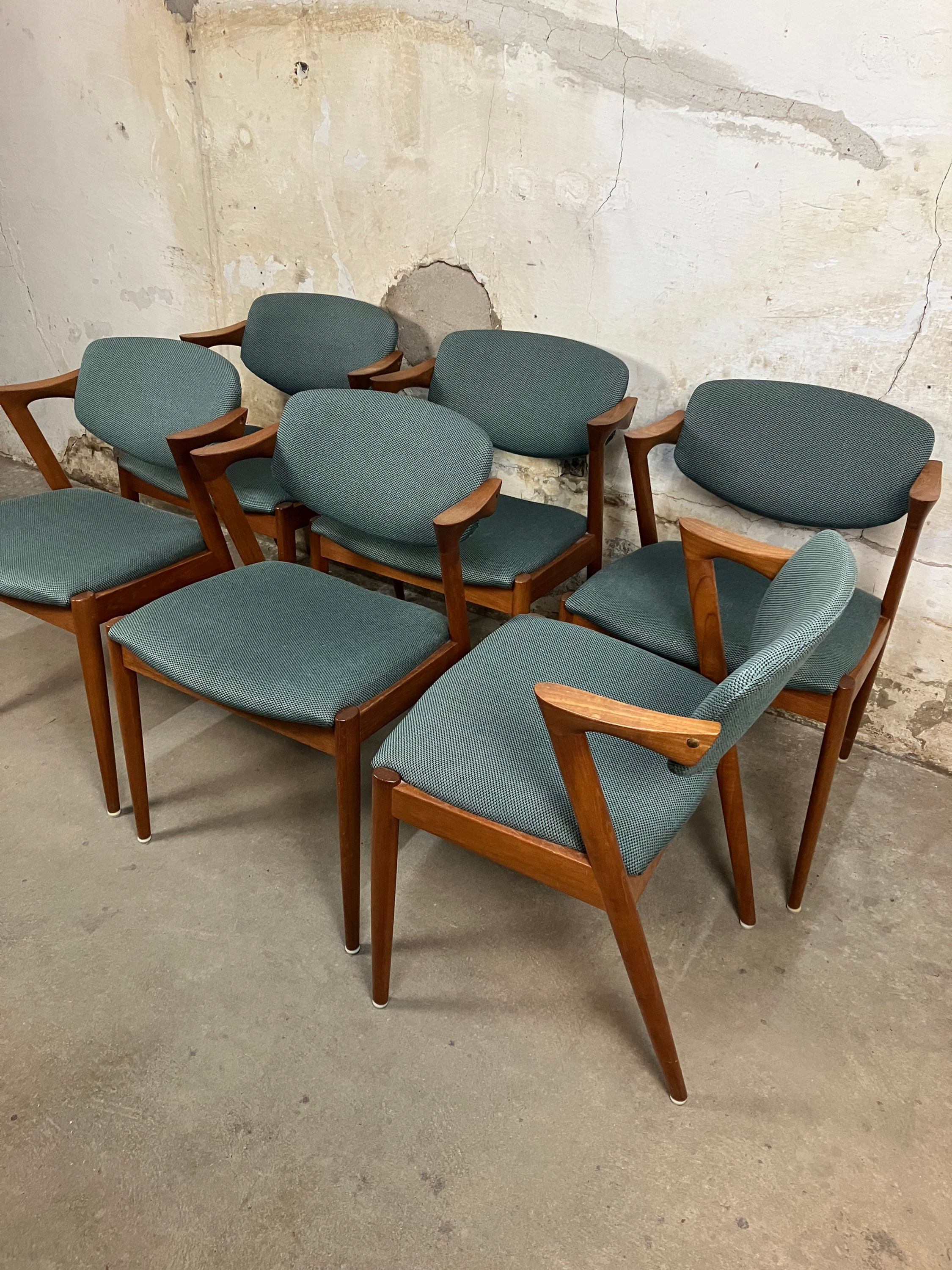 Set of 6 teak chairs. Kai Kristiansen model 42