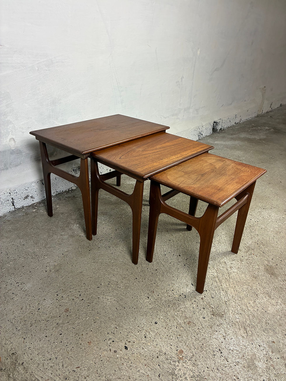 Thumbnail: Set of 3 teak nesting tabels by Poul Hundevad