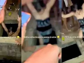 Turistas estrangeiros caem em bueiro aberto durante festa na orla de Belém
