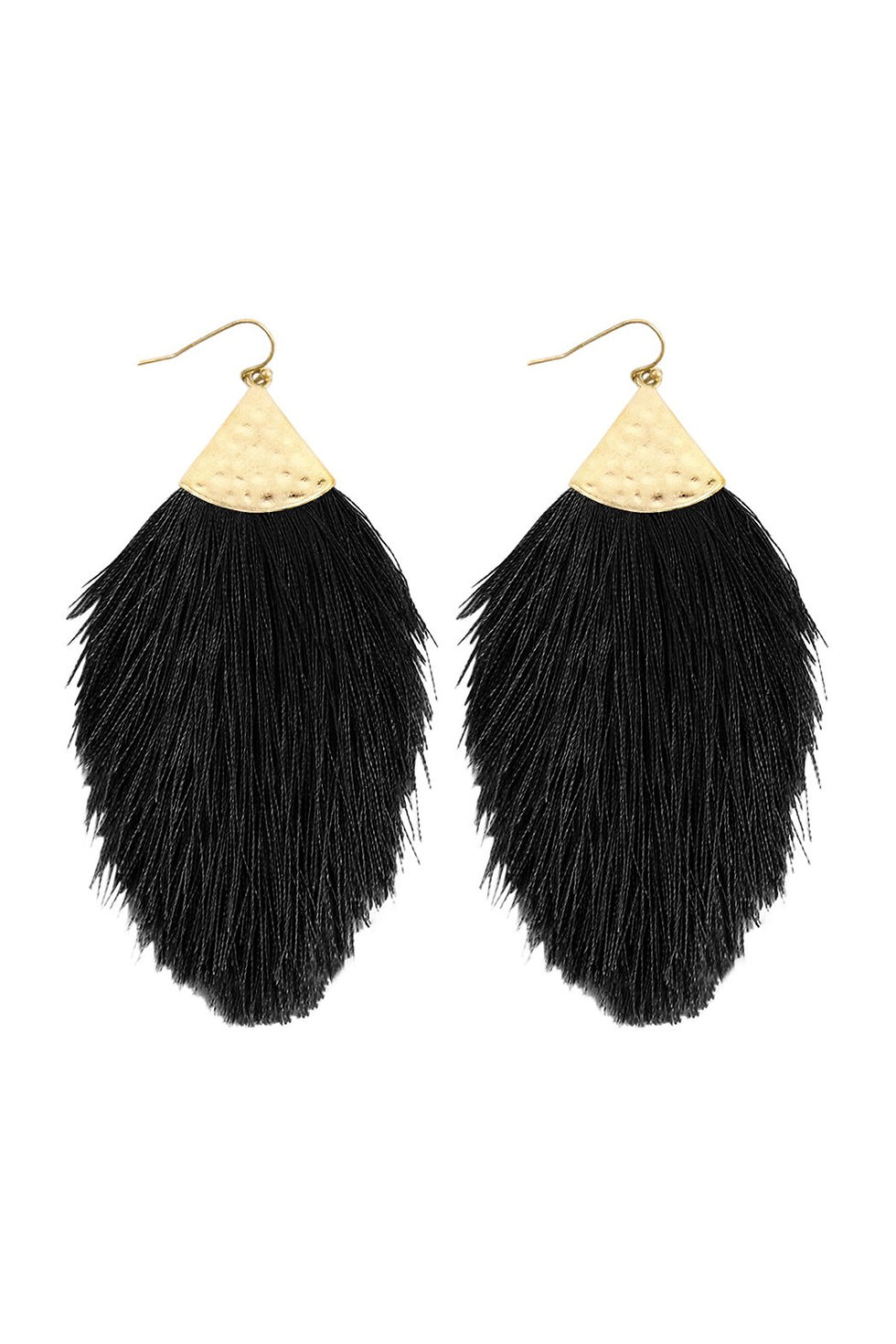 Thumbnail: Tassel With Hammered Metal Hook Drop Earrings