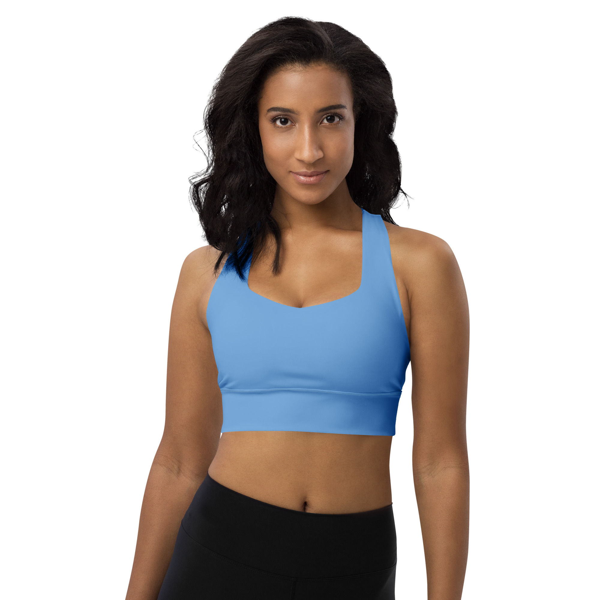 Cool Blue Longline Sports Bra