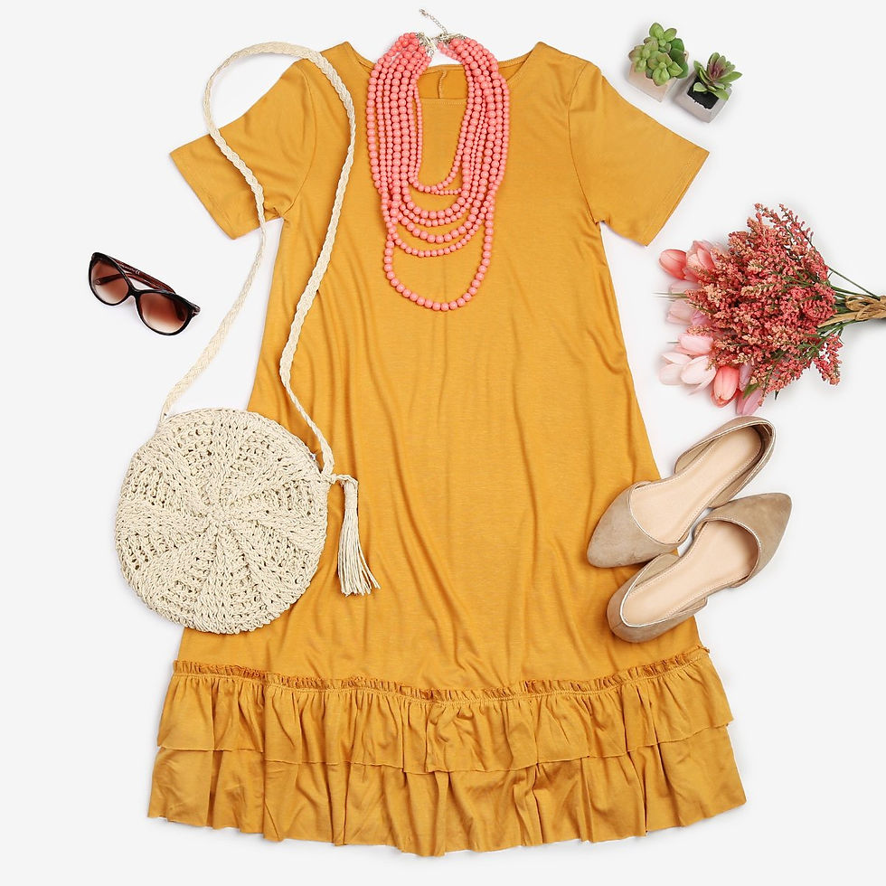 Thumbnail: Short Sleeve Ruffled Hem Dress
