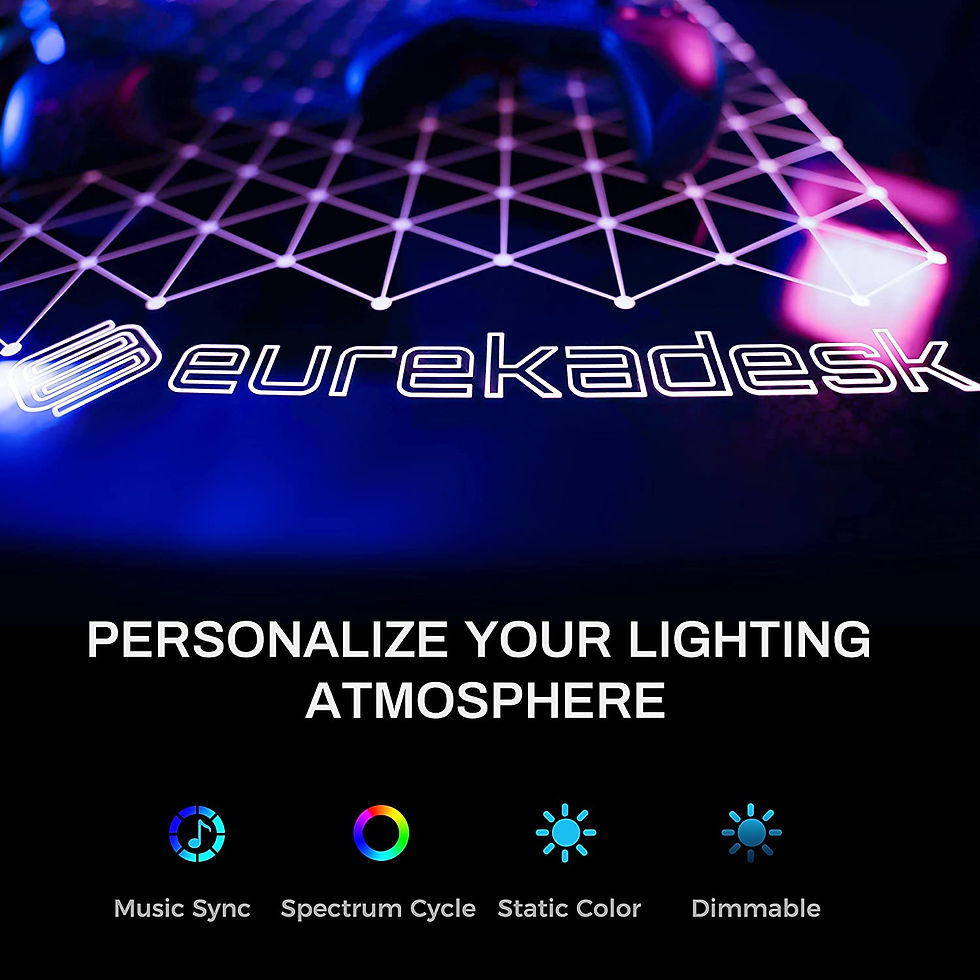 Thumbnail: ERGONOMIC Music Sensing LED Lights Glass Gaming Desk
