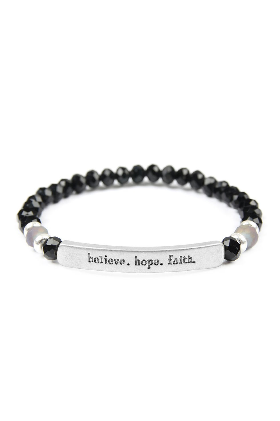 Miniatura: "Believe, Hope, Faith" 6mm Glass Beads Stretch Bracelet