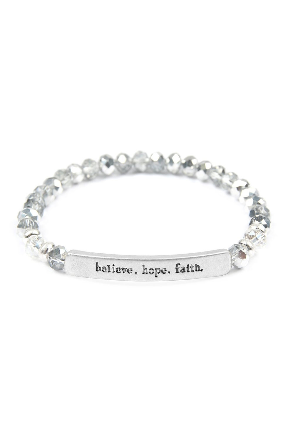 Miniature : "Believe, Hope, Faith" 6mm Glass Beads Stretch Bracelet