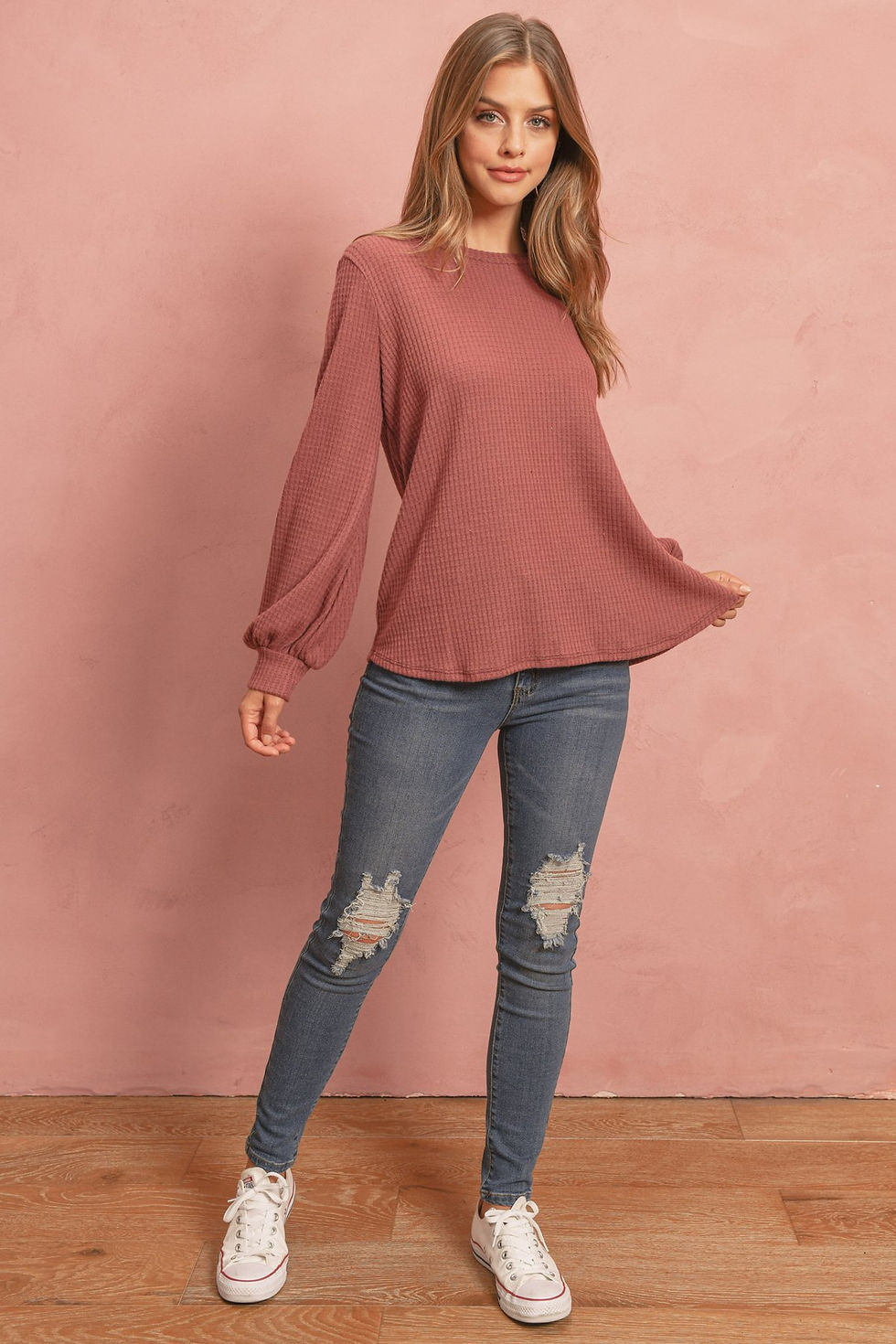 Μικρογραφία: Puff Long Sleeved Waffle Top