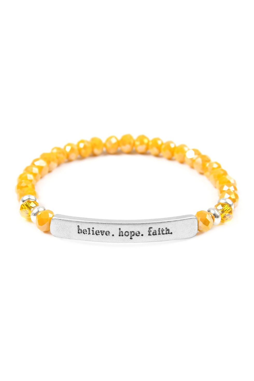 Thumbnail: "Believe, Hope, Faith" 6mm Glass Beads Stretch Bracelet