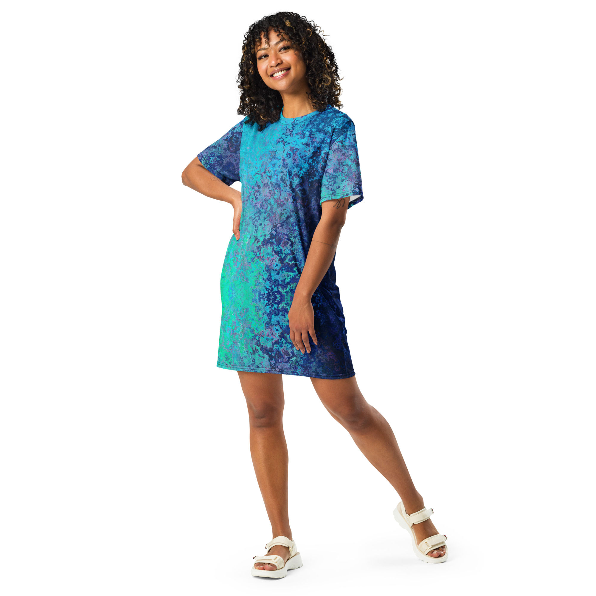 Aqua Abstract T-shirt dress