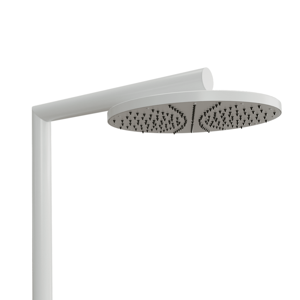 Premium Außendusche in Lichtgrau aus pulverbeschichtetem Edelstahl - Seitenansicht 1