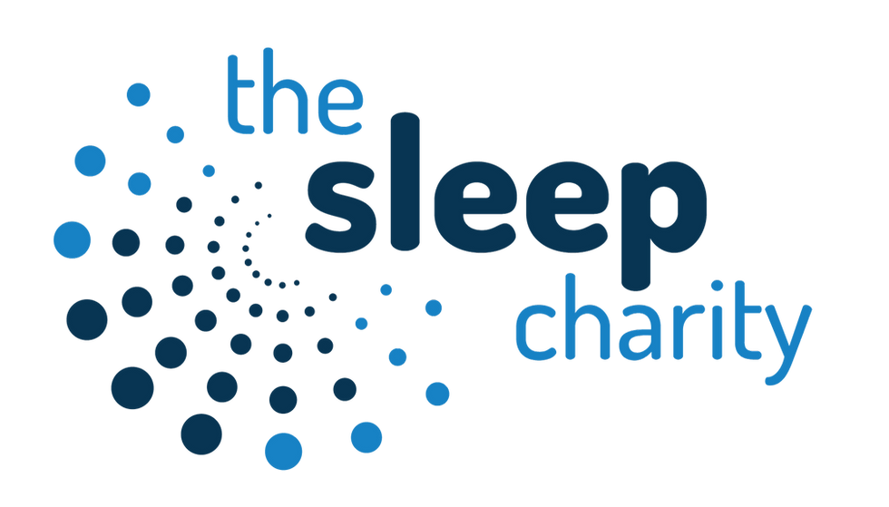 The Sleep Charity logo with text and blue shapes representing sleep.