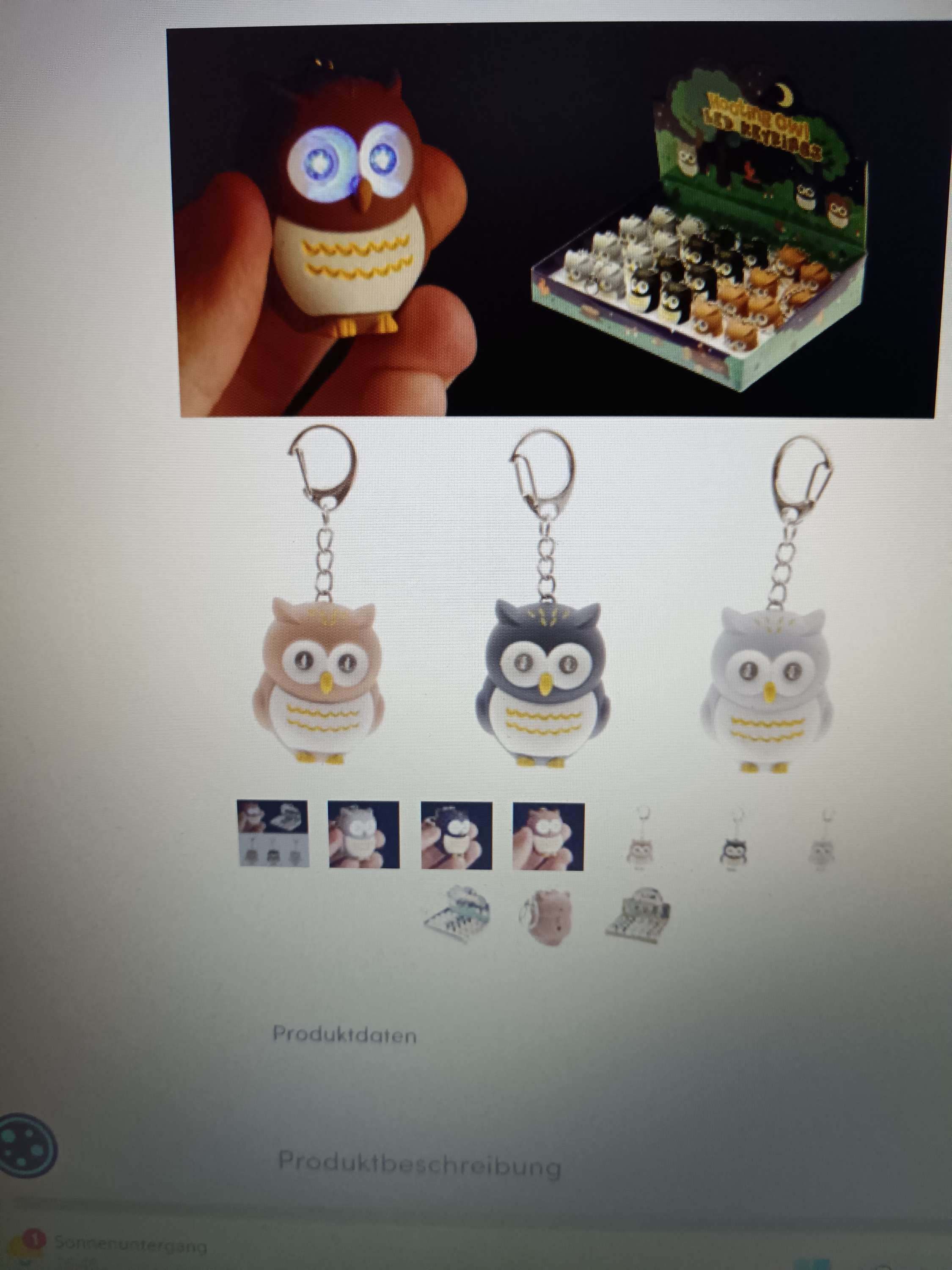 Eule LED mit Ton Schluesselanhaenger