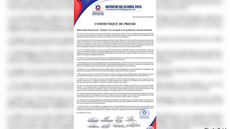 Haïti : l’Initiative 24 Avril tire la sonnette d’alarme face à l’effondrement généralisé