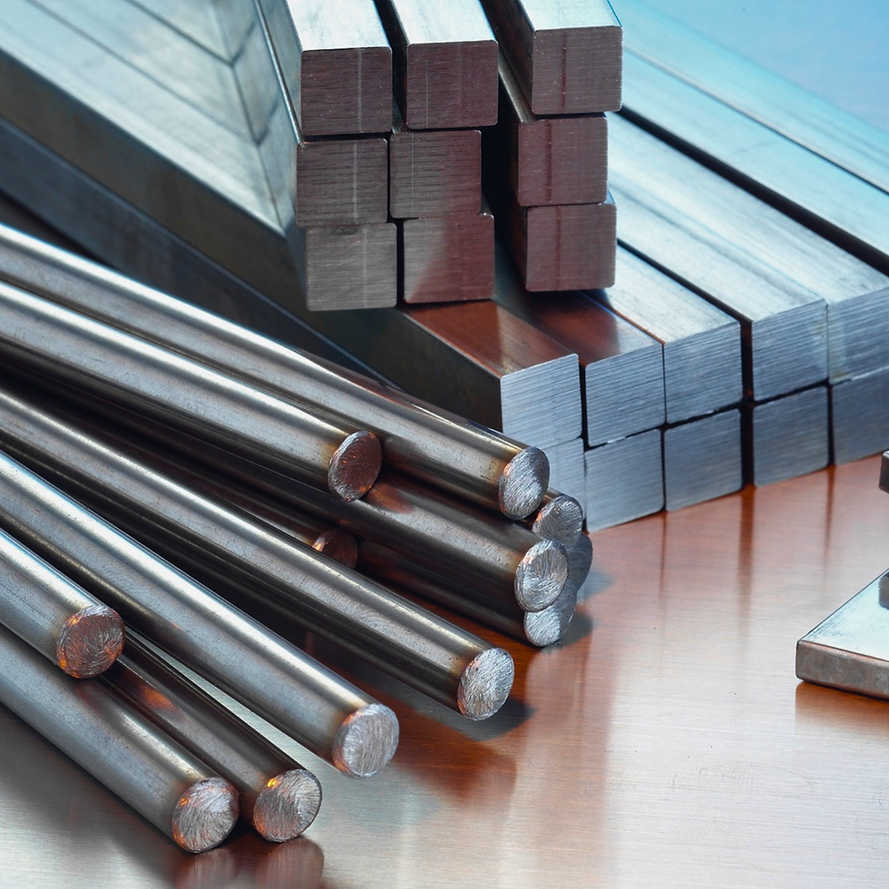 Create a realistic, high-quality image showcasing Alloy and Carbon Steels. Feature real te