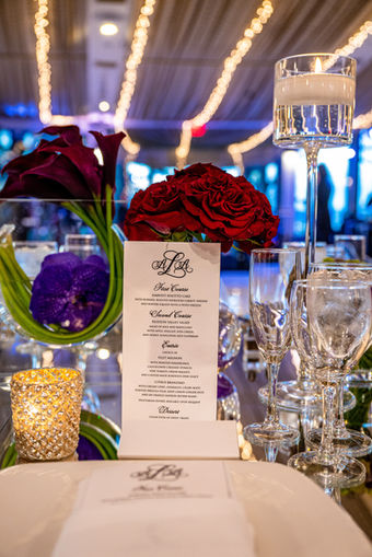 modern tented wedding at tappan hill mansion with bold flowers and string lighting Carolyn Dempsey Design