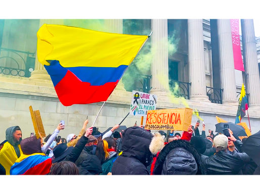 Young Londoners and Colombians fighting side by side against police brutality