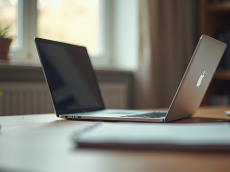 A computer on a desk