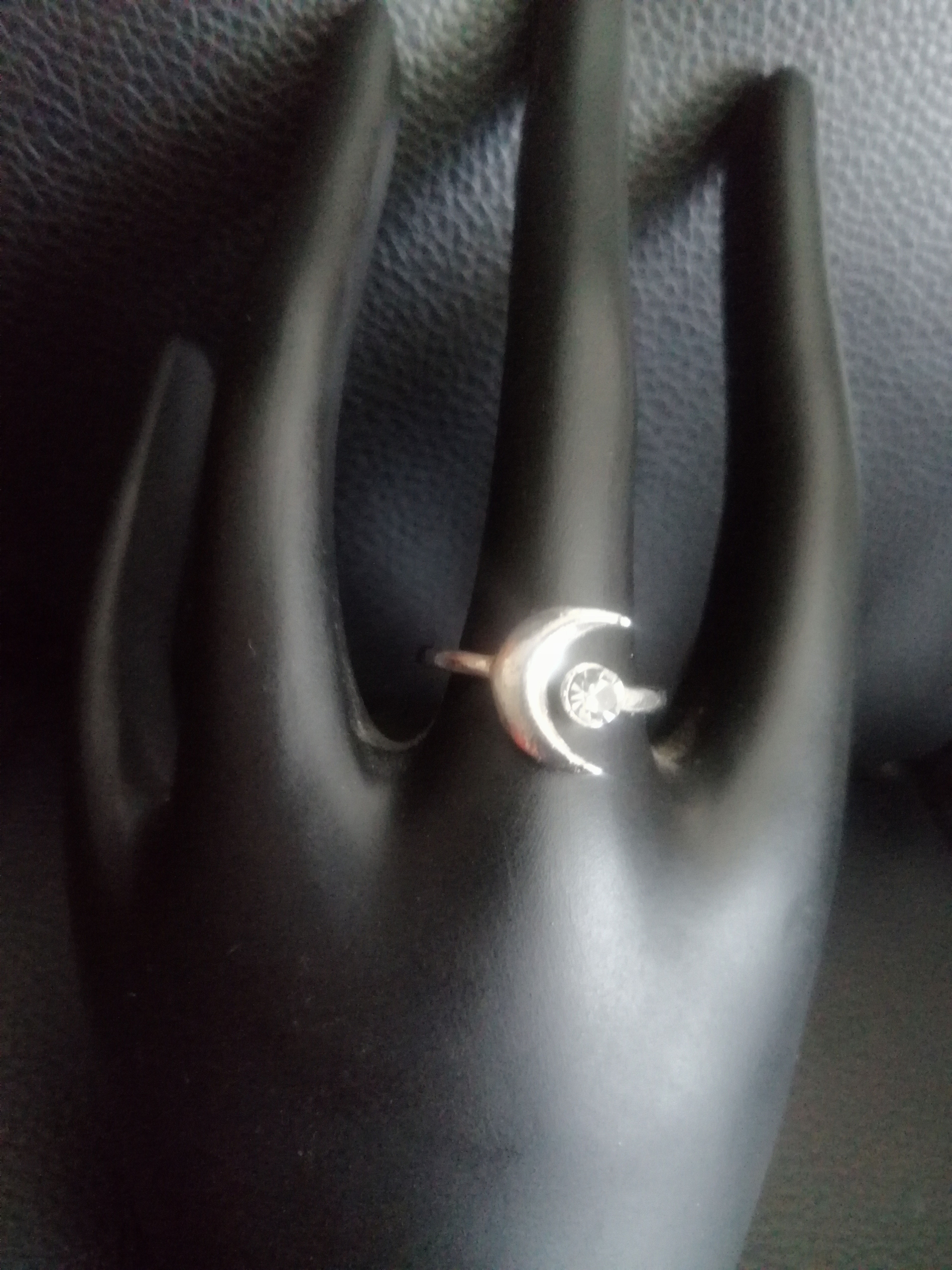 Anel Prateado Lua + Brilhante Eclipse