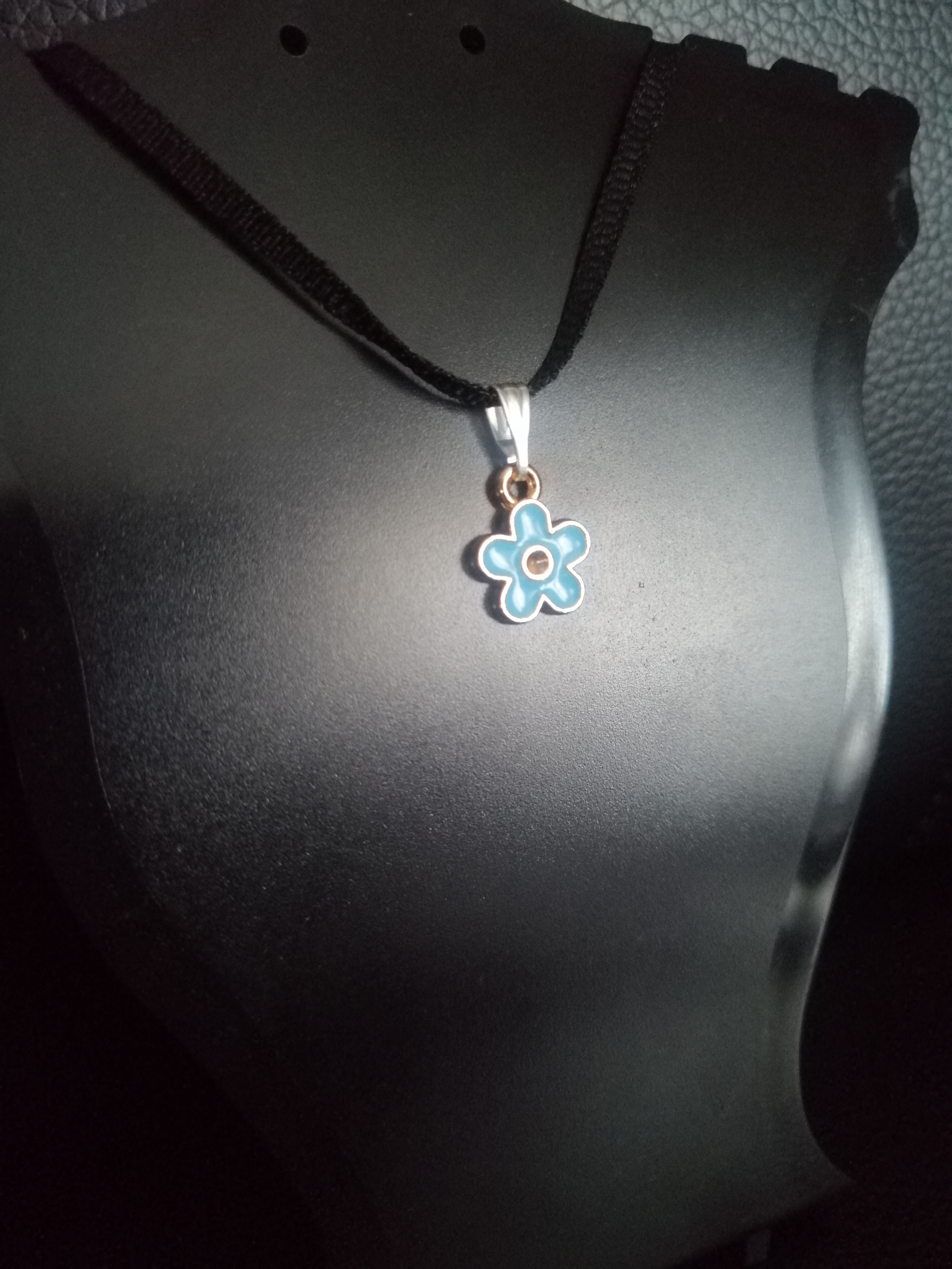 Handmade blue marigold pendant