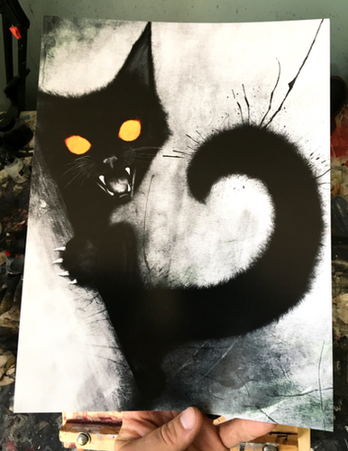 Angry Black Cat Print - Dave Dick Illustration