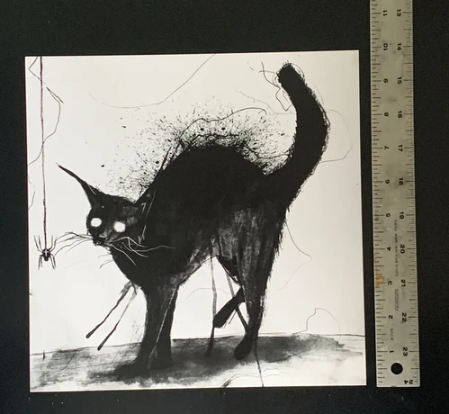 Frightened Black Cat Art Print | DaveDickIllustration
