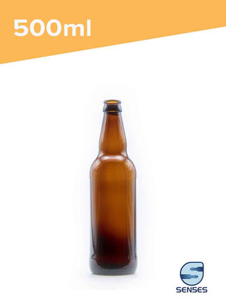 500ml tall amber beer bottle