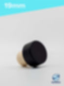 19mm Synthetic cork black plastic top angle view
