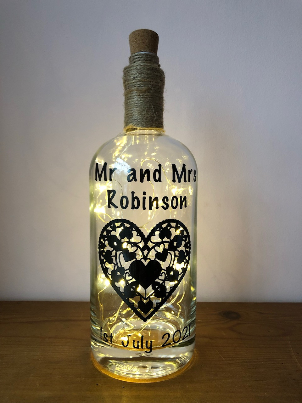 light up glass bottle