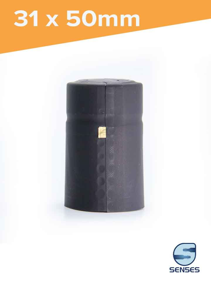 31 x 50mm Black PVC Capsule front view