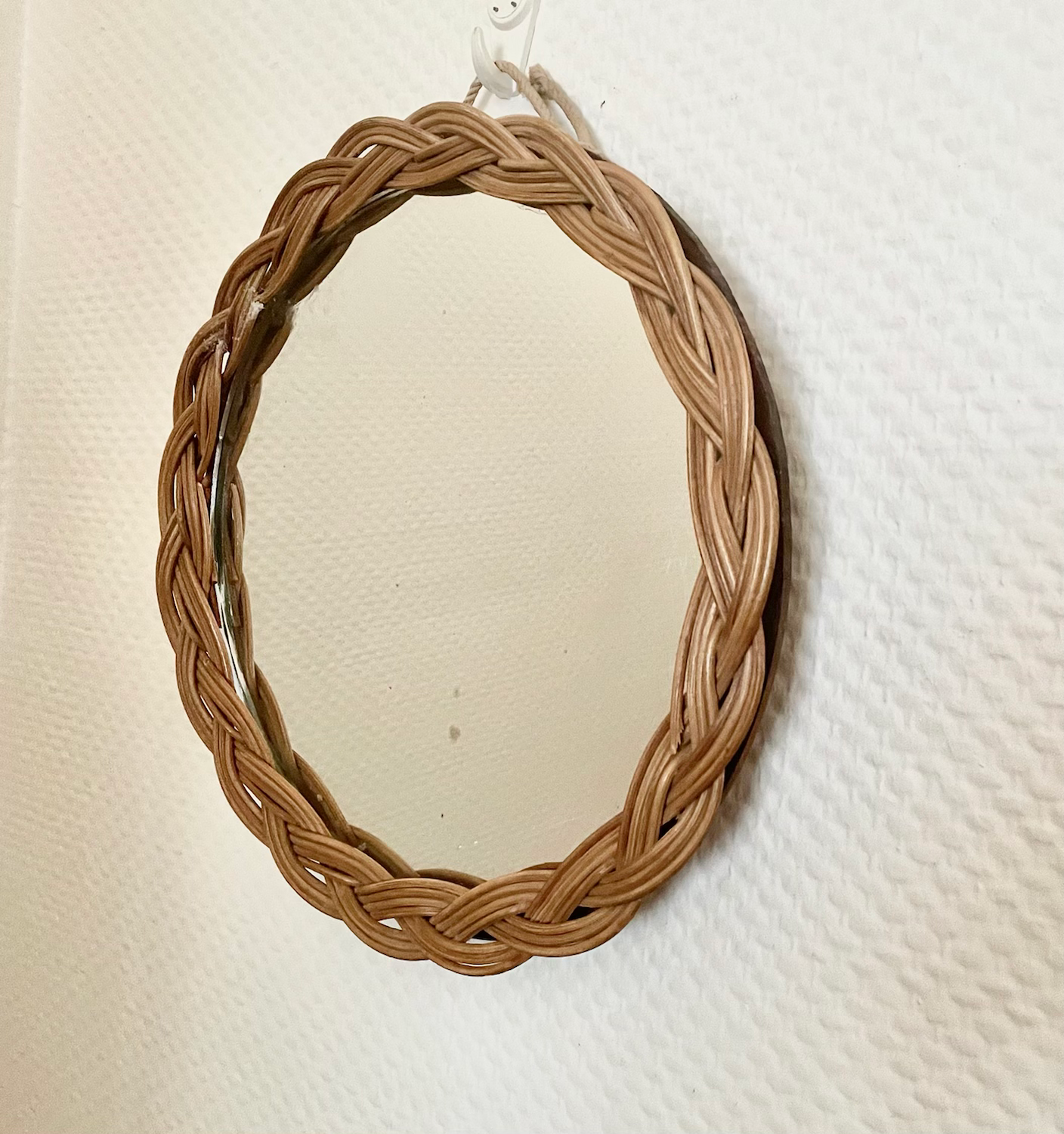 Miroir rotin tressé 60-70s
