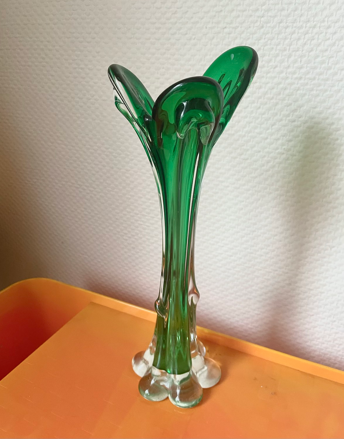 Soliflore verre soufflé style Murano 60-70s