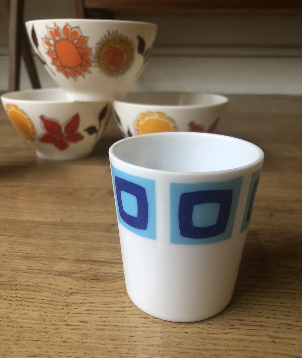 Miniature : 3 Bols Prisunic + 2 gobelets Sipratic/Monoprix  1970s