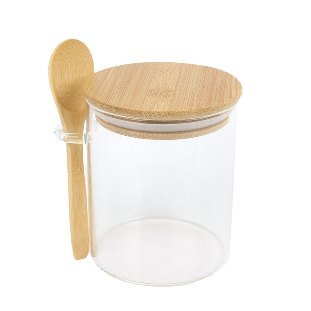 Pote de Vidro 500ml | com Colher e Tampa de Bambu