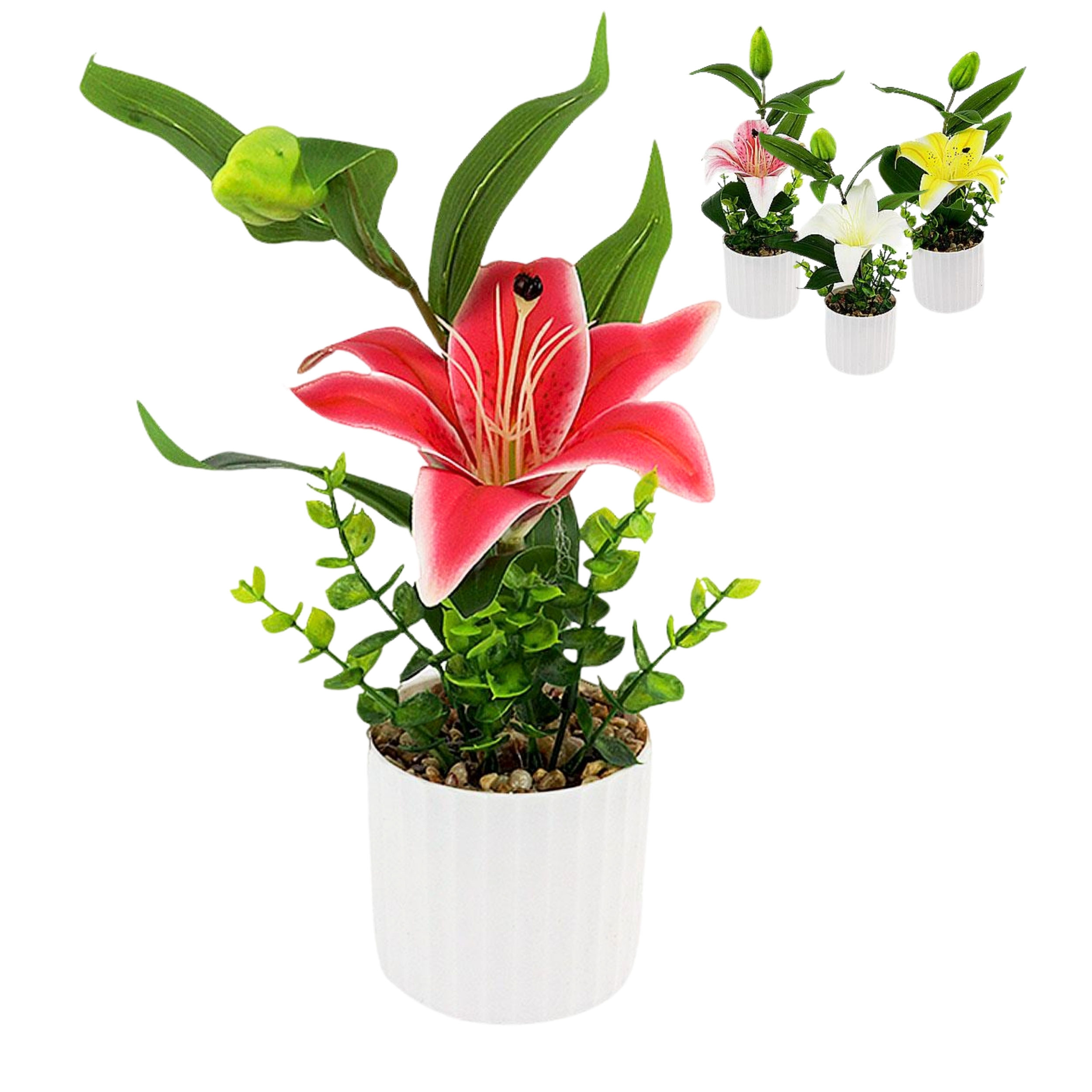 Vaso Decorativo de Plástico com Flor Artificial