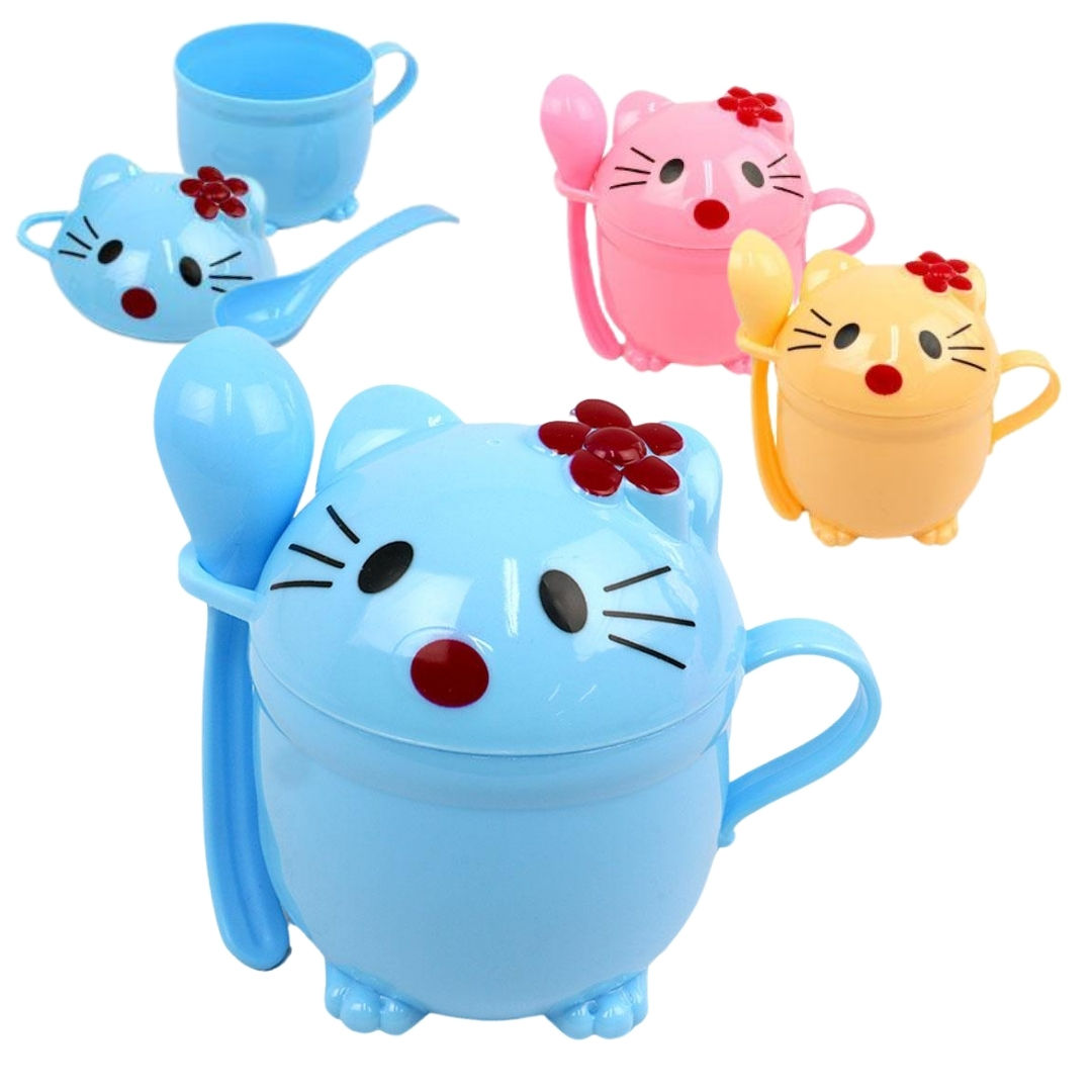 Caneca Gatinha com Colher 250ml | Plástico | Color