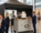 Lucky Road Coffee's indoor and outdoor coffee station at a corporate event