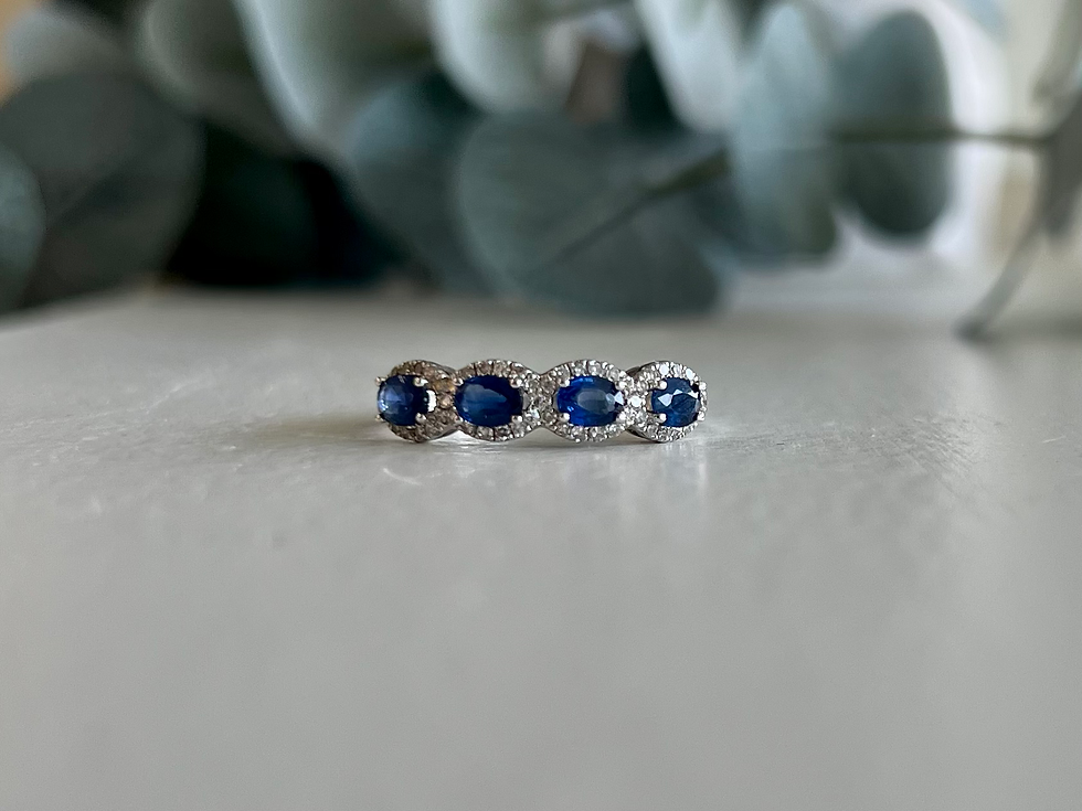 Oval Halo Sapphire and Diamond Band