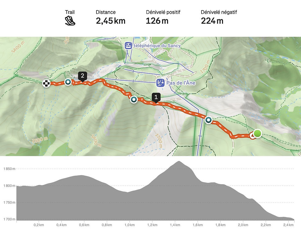 Grand Trail du Sancy Carte et profil de la zone sans bâtons