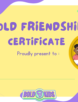 Bold KidsClub Friendship Certificate