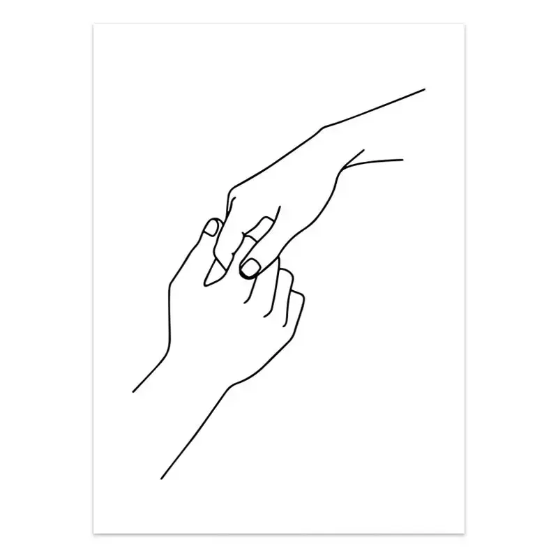 Thumbnail: Scandinavian Style Love Poster Black and White Canvas Painting Amore Wall