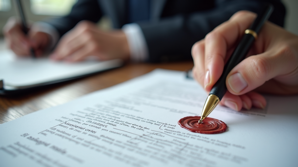Close-up of notary seal on a document